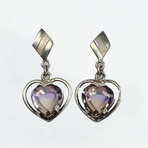 Sterling Silver Ametrine Earrings - Heart Shape / Rhombus Dangle